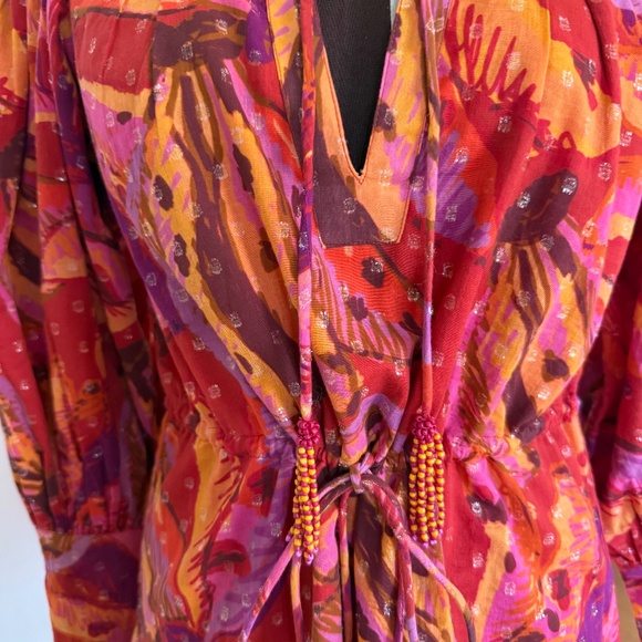 FARM Rio Banana Juice Chemise Mini Dress XS Tropical Cotton Belted Boho - Picture 5 of 15